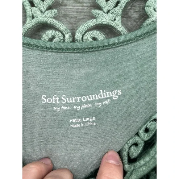 Soft Surroundings Tunic Womens Large Petite LP Silk Tessa Embroidered Fairycore - Picture 4 of 8